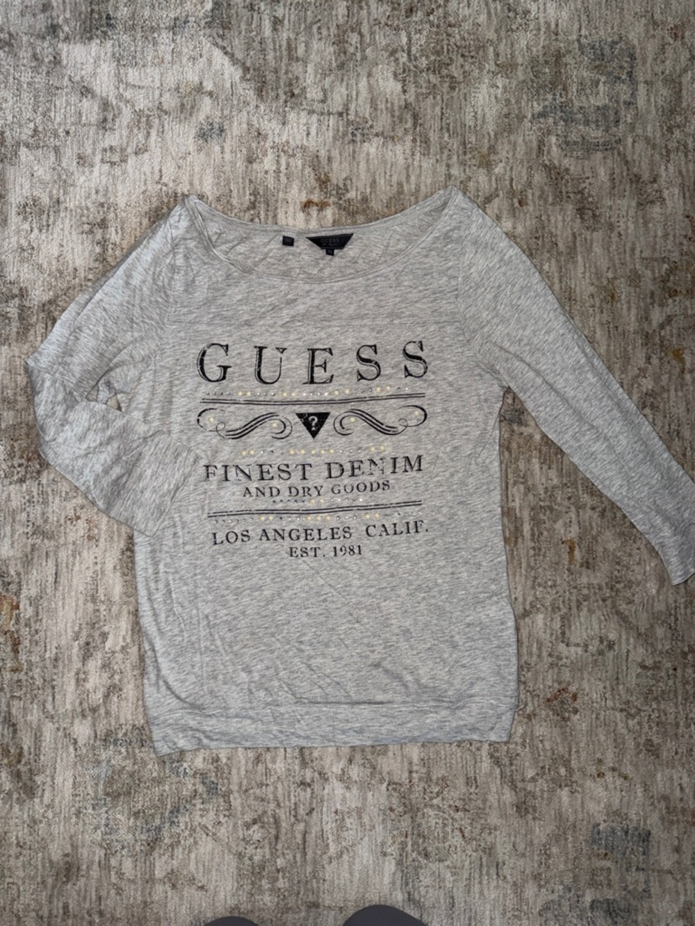 Guess Light Gray Logo Graphic Shirt